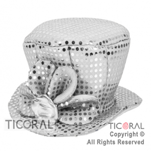 SOMBRERO GALERA CHICA LENTEJUELA FLOR PLATA x 1